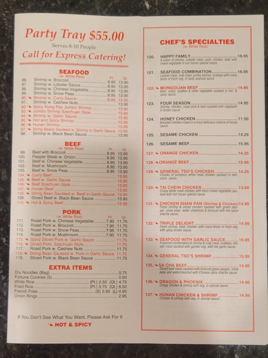Triple A Chinese Food Restaurant Menu - Image 1